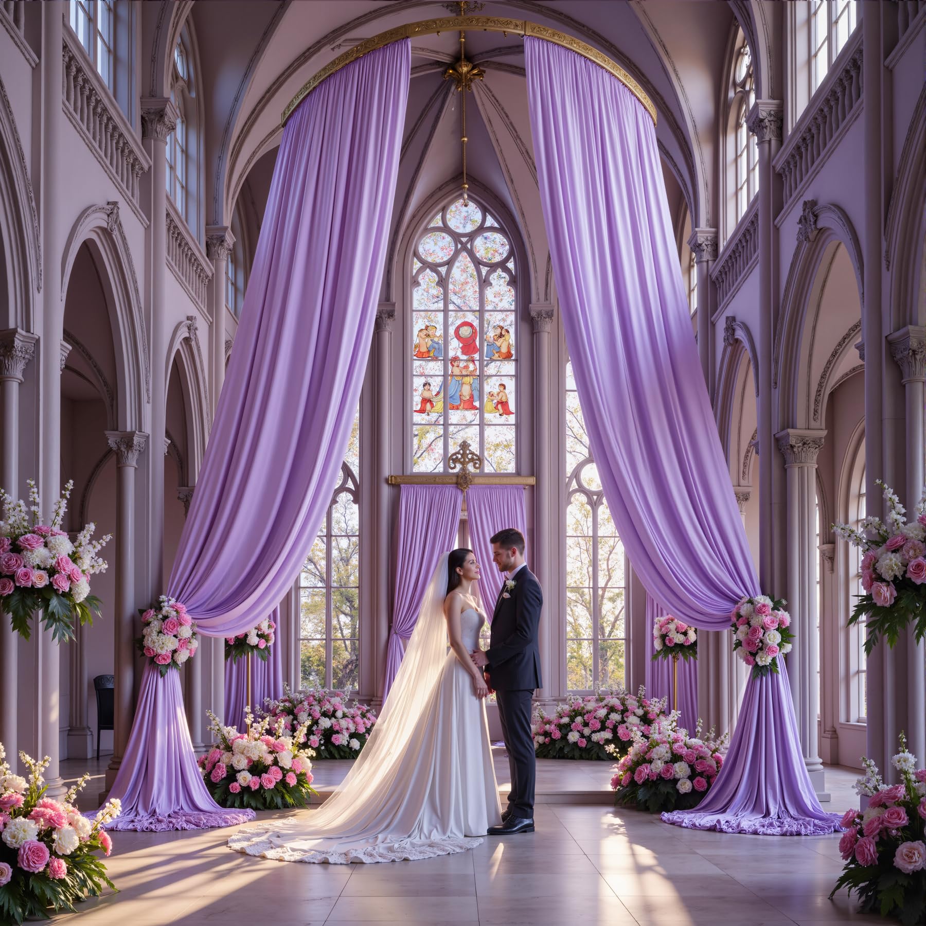 20 ft×20ft Lilac Lanvender Ceiling Curtain Drapes for Weddings Parties-Wrinkle Free Polyester Draping Fabric Light Purple Drapery for Party Tent Canopy Hotel Banquet Hall Ceiling Decor-4 Panels 5×20ft — image 1