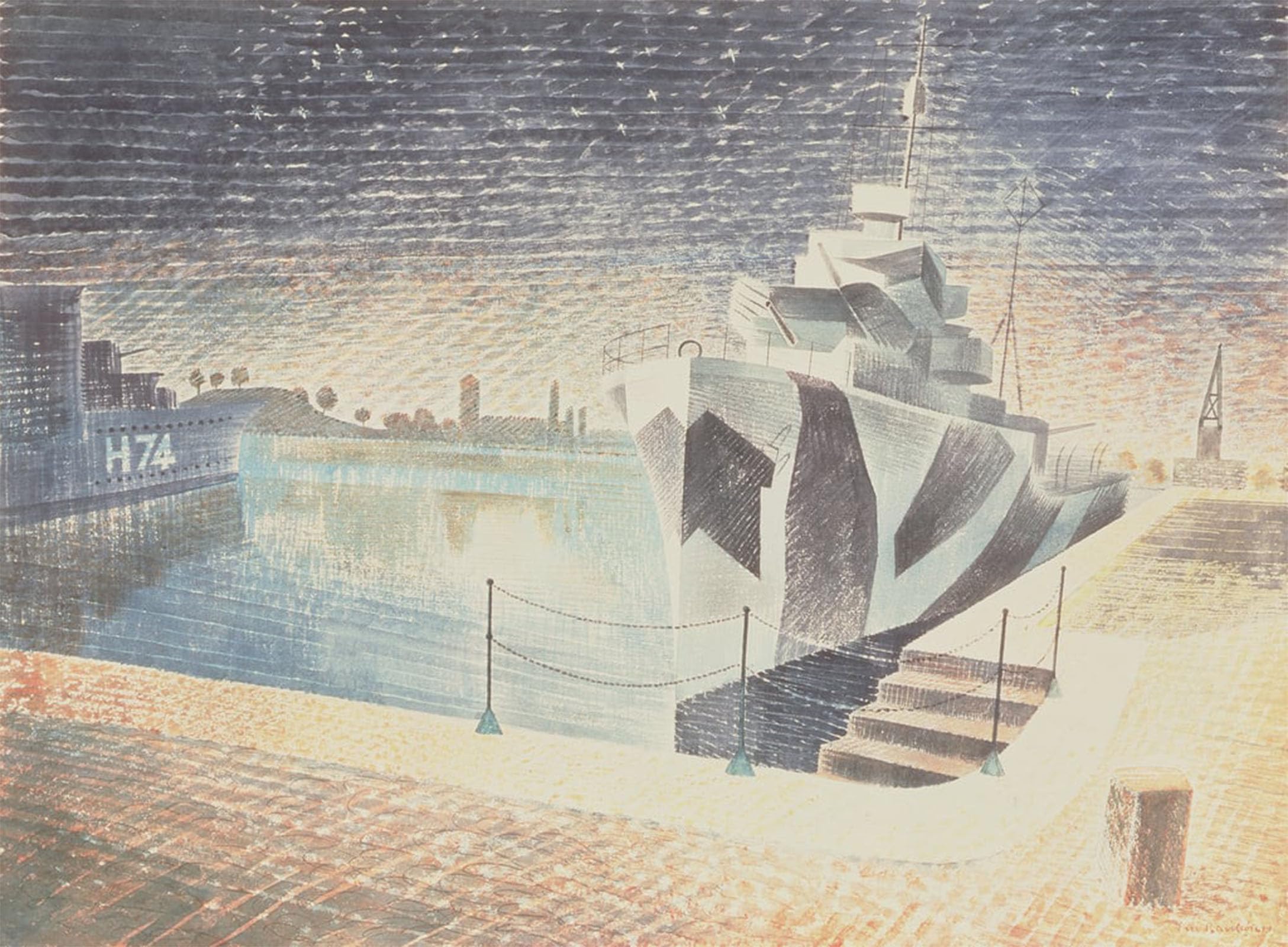 POSTERIIk Famous Print Pop Art Wall Art Graffiti Destroyers At Night by Eric Ravilious Art Prints for Home Decor 60x90cm