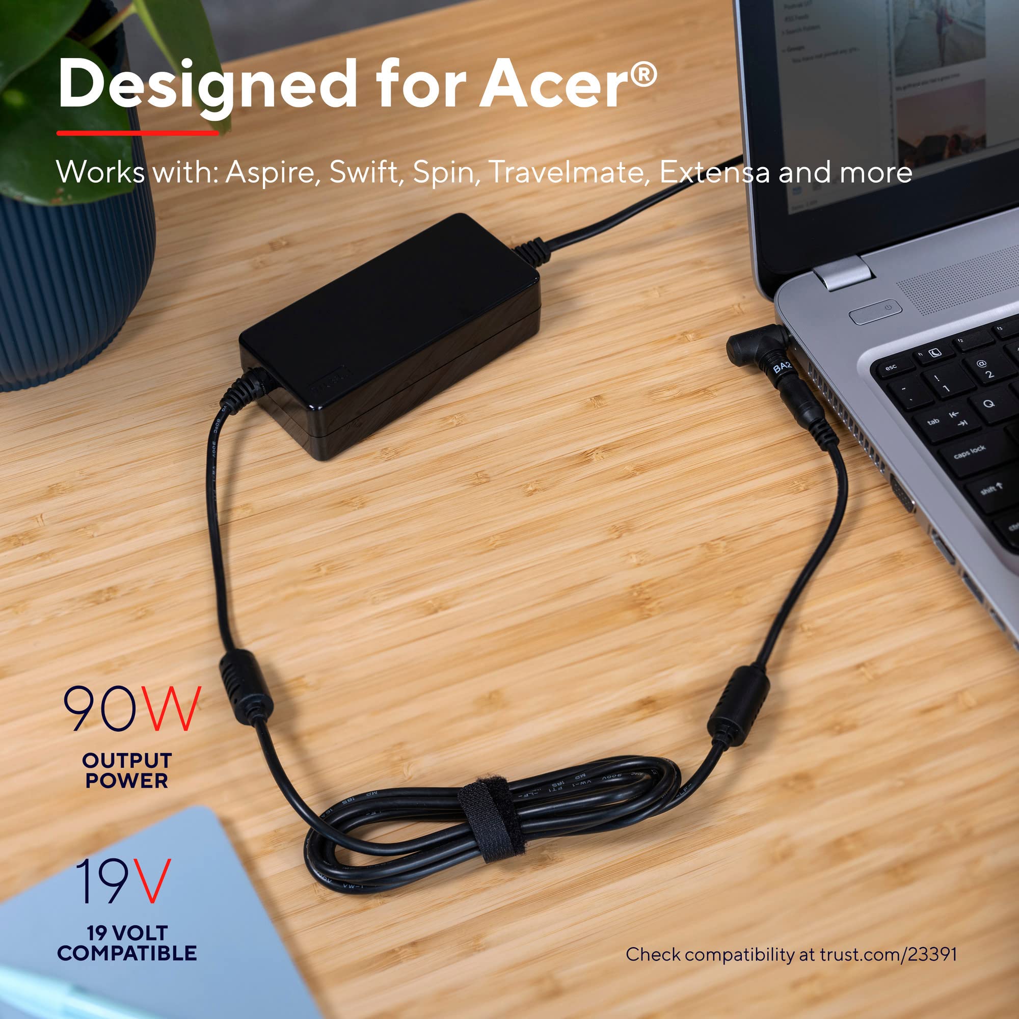 Trust Maxo - Cargador para Ordenador portátil de 90 W para Acer