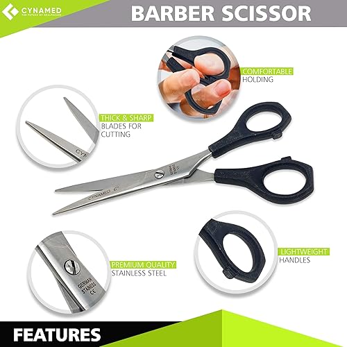 Miniatura 2 de Cynamed Tijeras profesionales de corte de pelo de peluquero de la serie Razor Edge - Tijeras de salón de acero inoxidable - Longitud total - Ajuste