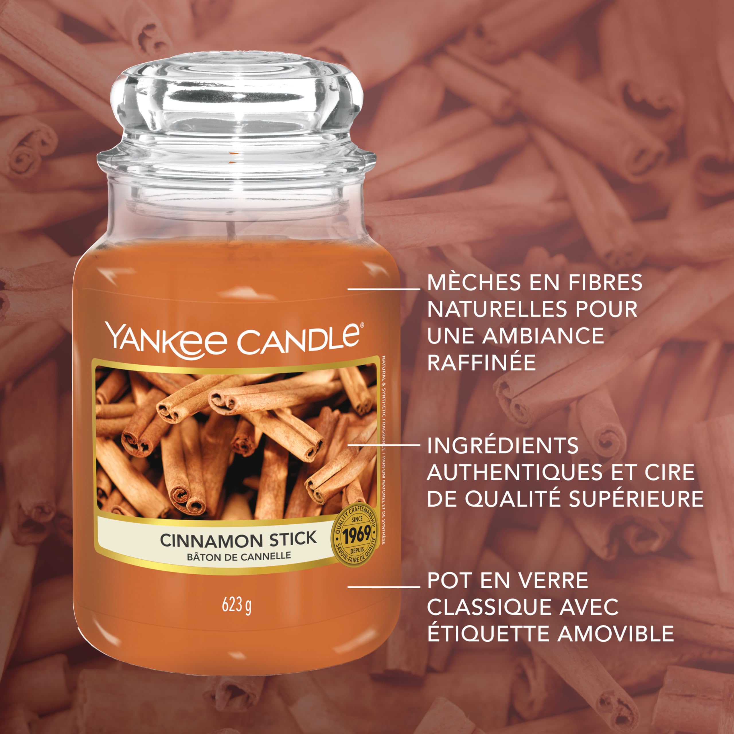 Yankee Candle bougie parfumée Bâton de cannelle | Format jarre | Bougie longue durée jusqu’à 150 heures de combustion | Cadeau parfait pour femme