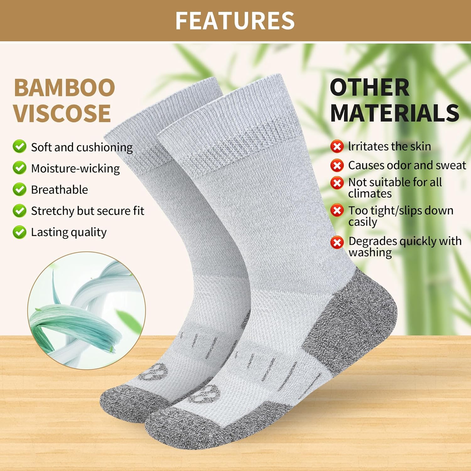 Diabetic Socks for Men,6 Pairs Crew Mens Diabetic Neuropathy Socks for Men Size 9-11/10-13/13-15 - Image 5