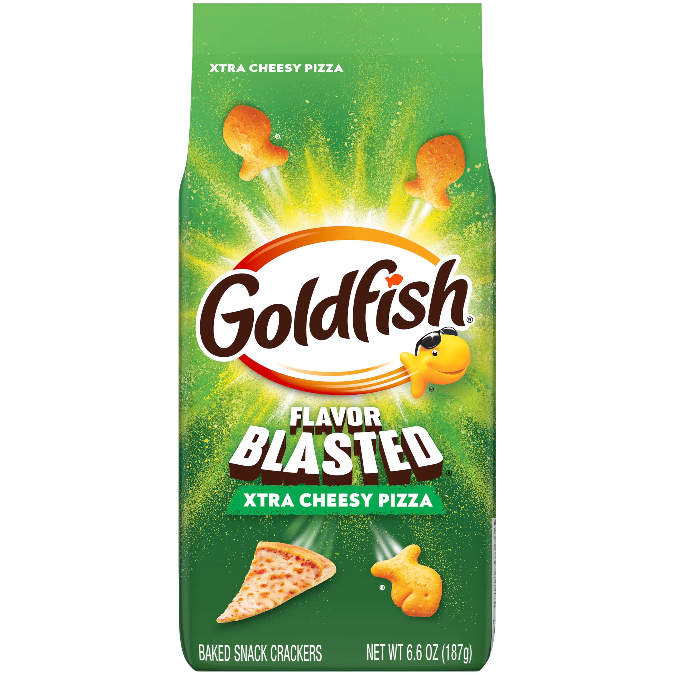 Goldfish Flavor Blasted Xtra Cheesy Pizza Cheese Crackers, 6.6 Oz Bag