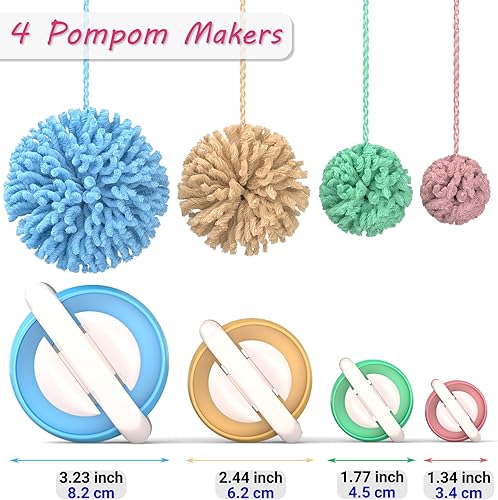 Miniatura 3 de Readaeer Juego de aros para tejer en telar juego de manualidades con ganchillo y herramienta para hacer pompones