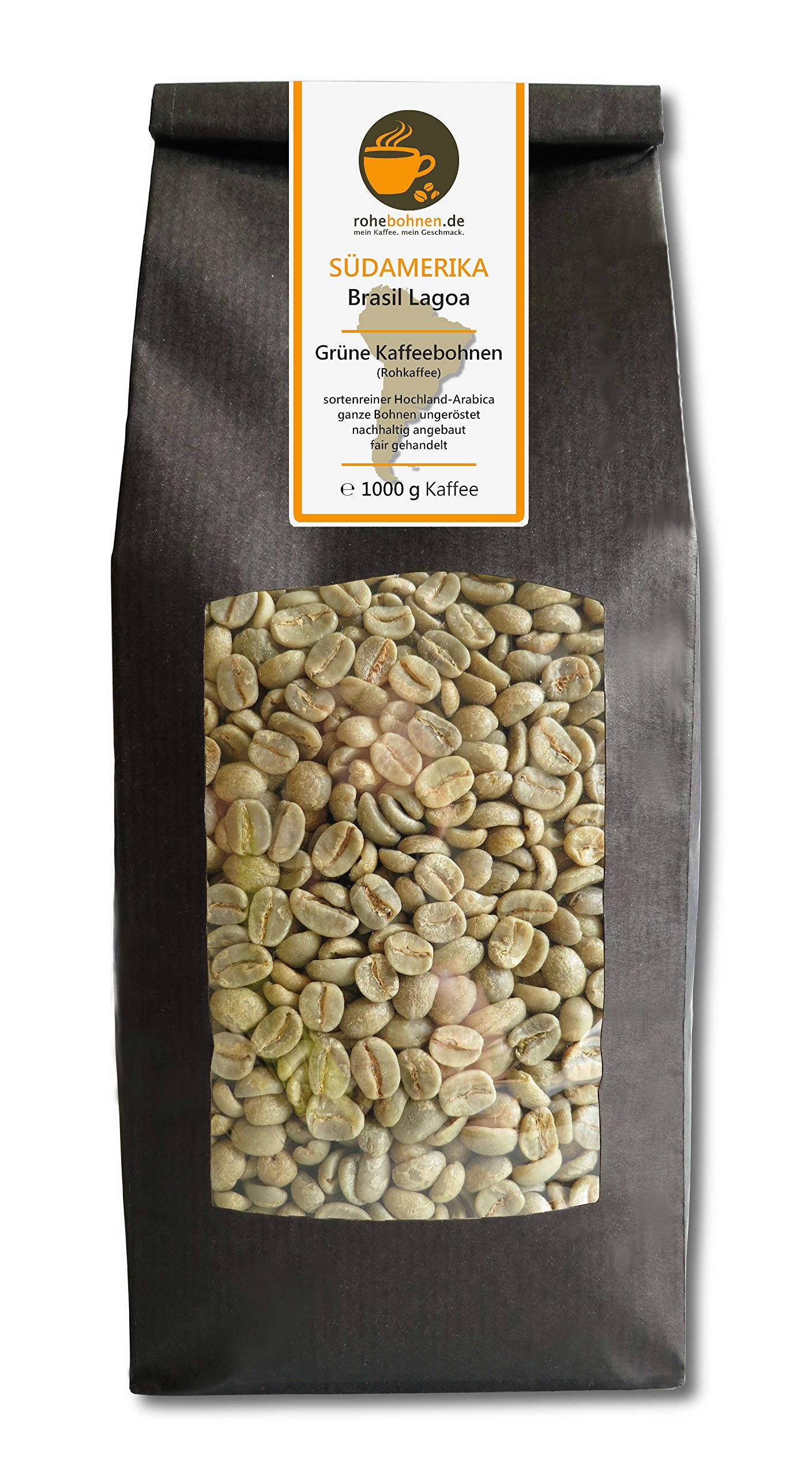Café vert - Grains de café vert Brésil Lagoa (grains de café vert brut 1000g) - Certifié GMP