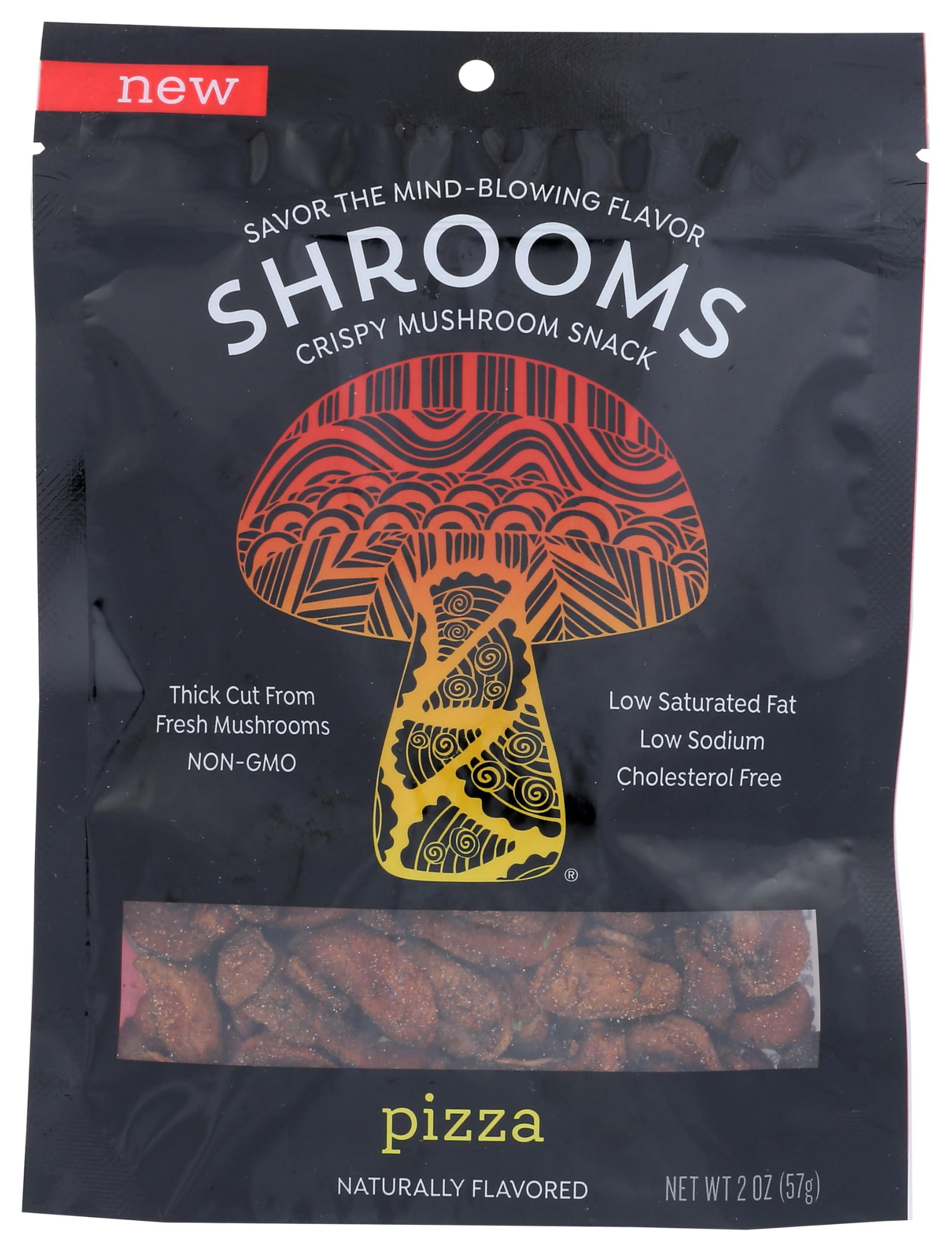 Shrooms Vegan Mushroom Crisps | Superfood Snack Made with Fresh Mushrooms | Non-GMO, Dairy, Gluten, Soy, and Trans Fat Free | Pizza
