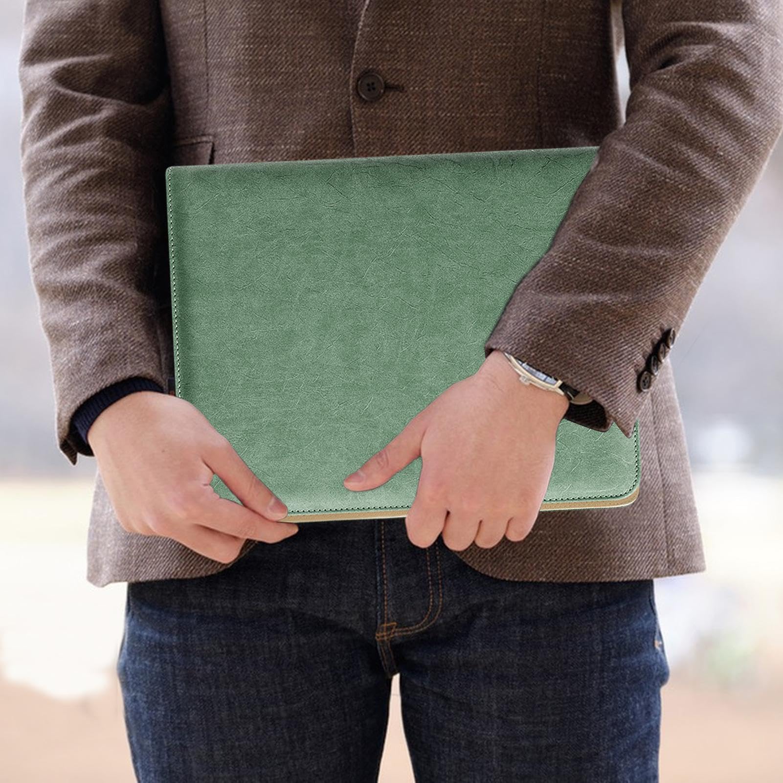 Porte-bloc-notes en cuir PU avec emplacements pour cartes