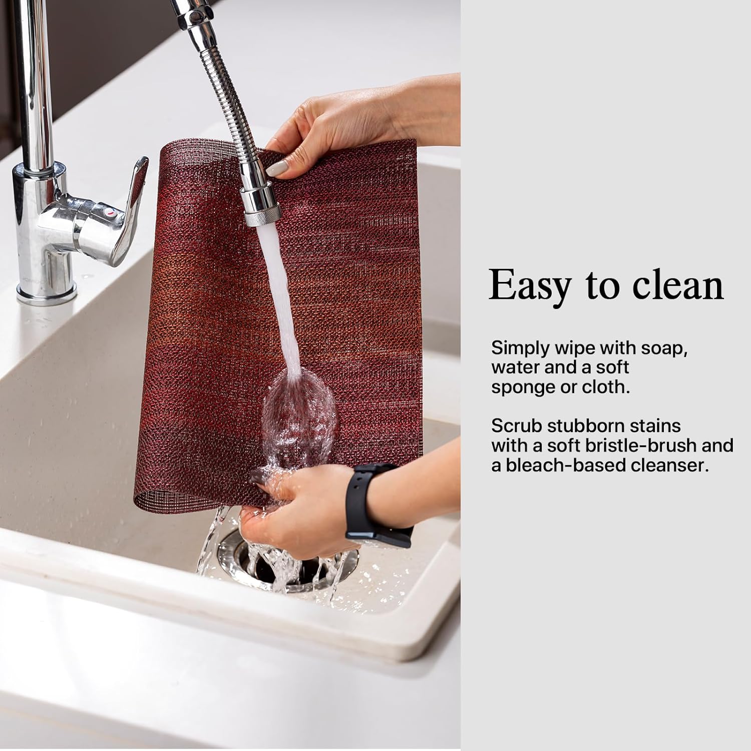Placemats Set of 12 - Easy Clean Woven Vinyl Placemats for Dining Table, Indoor/Outdoor Place Mats, Washable PVC Table Mats（Pomegranate Parade）