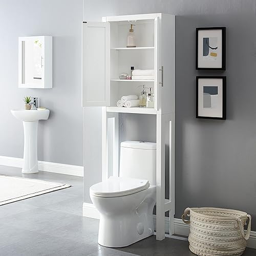 Miniatura 8 de Crosley Furniture Savannah - Armario de almacenamiento para inodoro y organizador de baño con estantes, color blanco