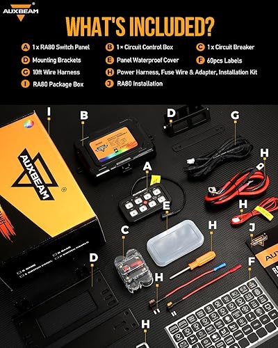 Miniatura 22 de Auxbeam Panel de interruptores de 6 bandas BC60, sistema de relé de control de circuito universal, interruptor LED regulable automático, panel