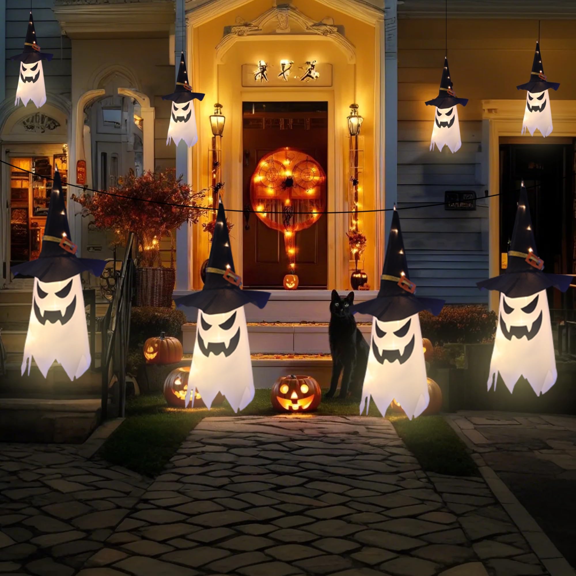 Doodle Kiddo Ghost LED Light Halloween Decorations - 17.7-Inch Halloween LED String Light Ghost Indoor Outdoor Decorations - Spooky Witch Ghost Lights with LED Haunted House Décor