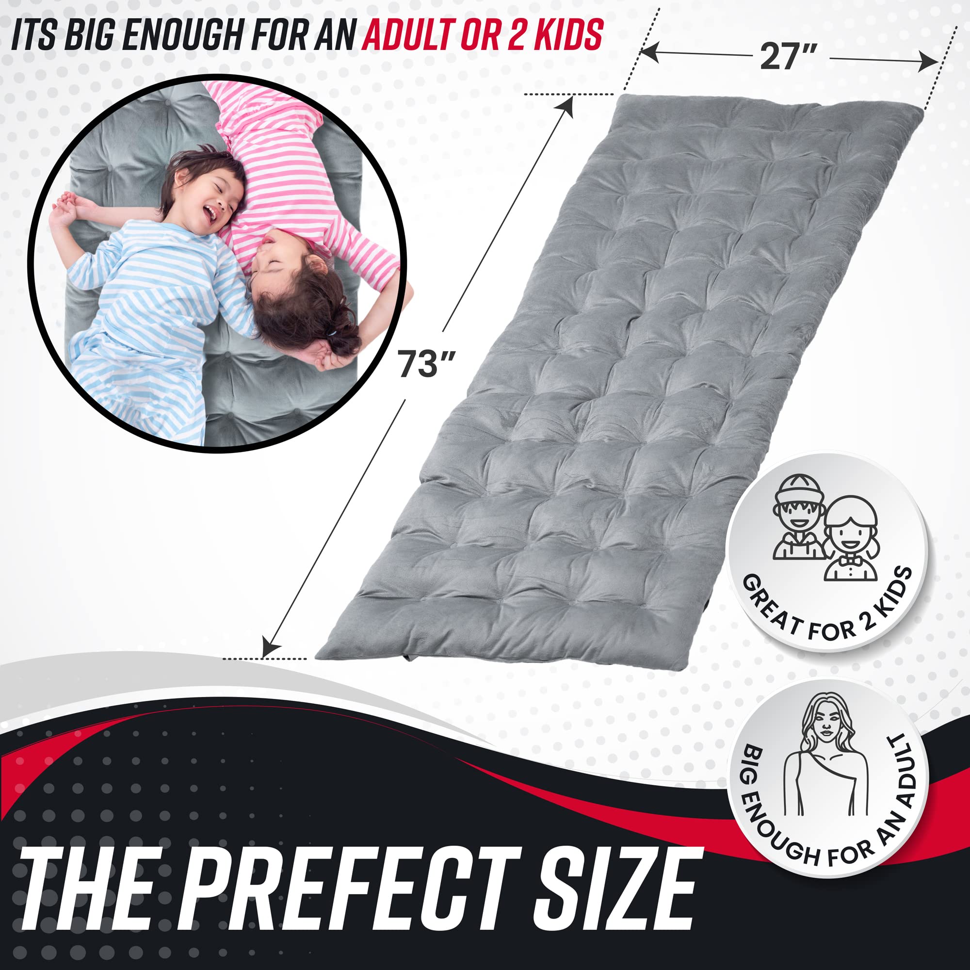 Vaygway Grey Outdoor Camping Cot Pads Mattress- Soft Comfortable Lightweight Thick Cotton Sleeping Cot- Portable Hiking, Traveling, Backpacking Waterproof Bottom Pad Mattress