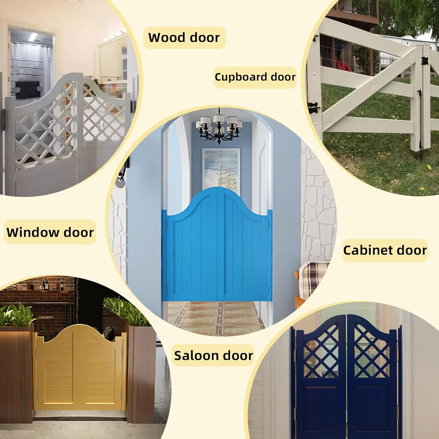 4 Pack Black Door Pivot Hinges Heavy Duty, 270 Degree Rotating Pivot Hinge, for Max 176lbs, for Wood Door, Cupboard/Swinging/Cafe/Saloon Door, Fence Gate Hinge, 201 Stainless Steel Pivot Hinge
