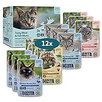 Bozita Astuccio in salsa con pesce e carne Multibox 12 x 85 g Pouch – cibo umido per