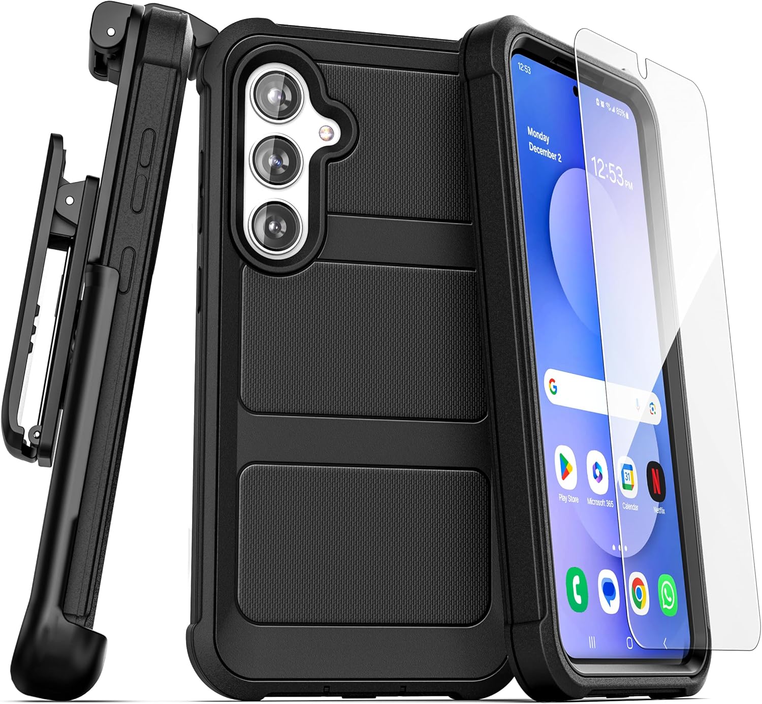Encased Belt Case for Samsung Galaxy S25 FE with Screen Protector and Holster Clip, Full Body Rugged Cover (for FE 2025)