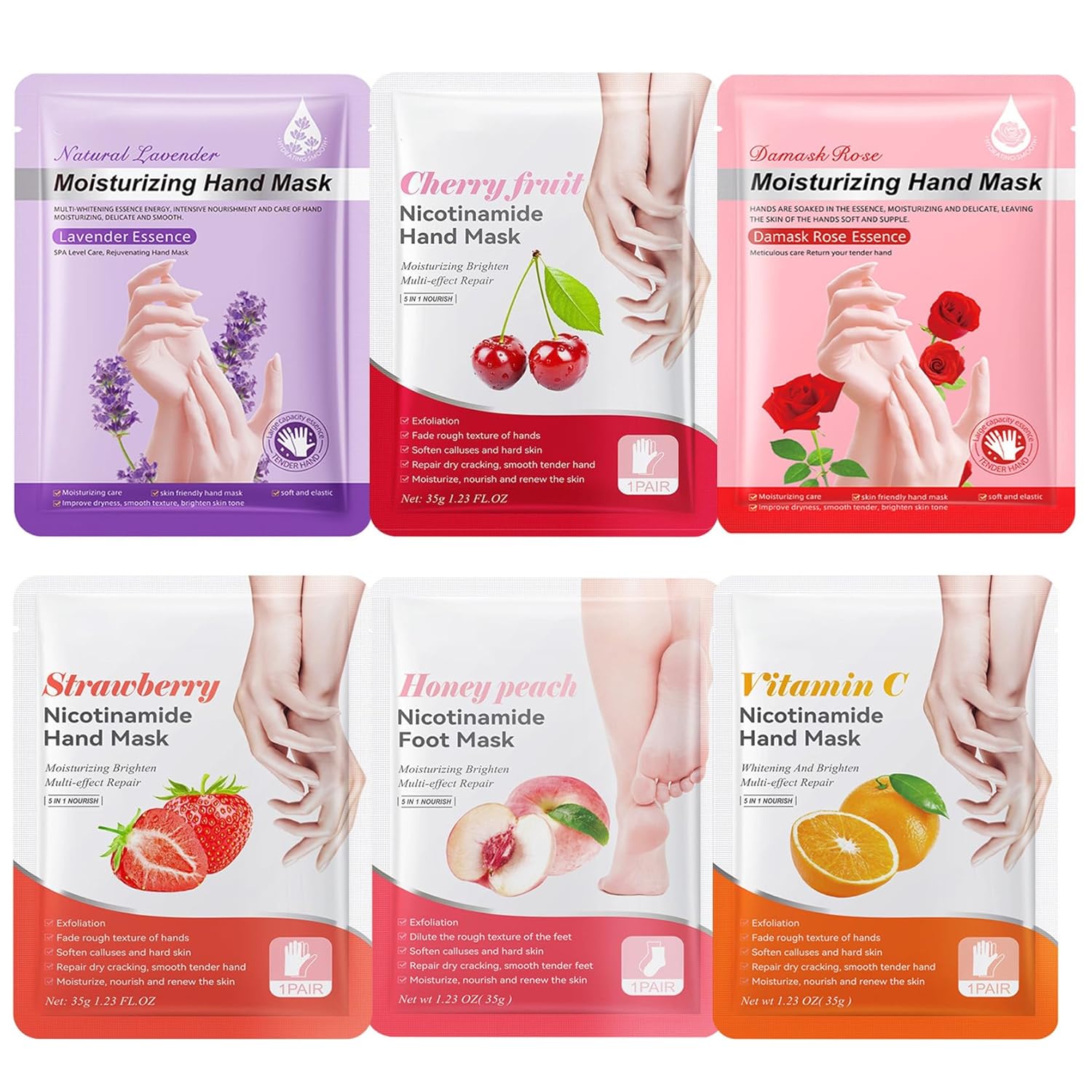 6 Pcs Hand Masks Moisturizing Glove, Hydrating Hand Mask for Dry cracked Hands, Exfoliating Collagen Gloves for Smooth Hands, Smooth Exfoliating Hand Peeling Mask 6 Pcs Hand Masks Moisturizing Glove, Hydrating Hand Mask for Dry cracked Hands, Exfoliating Collagen Gloves for Smooth Hands, Smooth Exfoliating Hand Peeling Mask