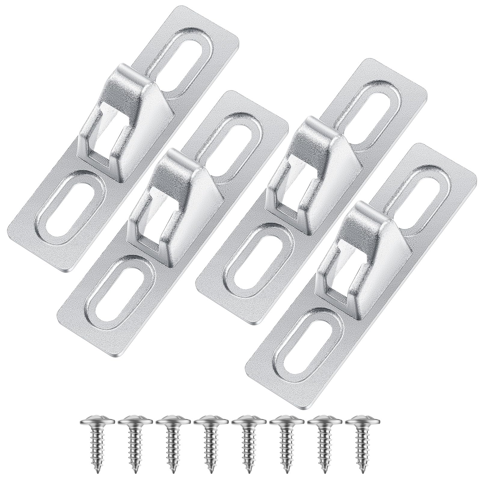 Zonon 4 Pcs Sliding Door Keeper Lock Sliding Glass Door Latch Replacement Hardware with Mounting Screws Wide Keeper with Chrome Plated Diecast for