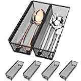 Smgmg Silverware Drawer Organizer, Silverware Organizer for Drawer, 6 Pack Utensil Organizer for Kitchen Drawers, Kitchen Drawer Organizer for Large Utensils with Interlocking Arm (9.6 * 3 * 2 inch)