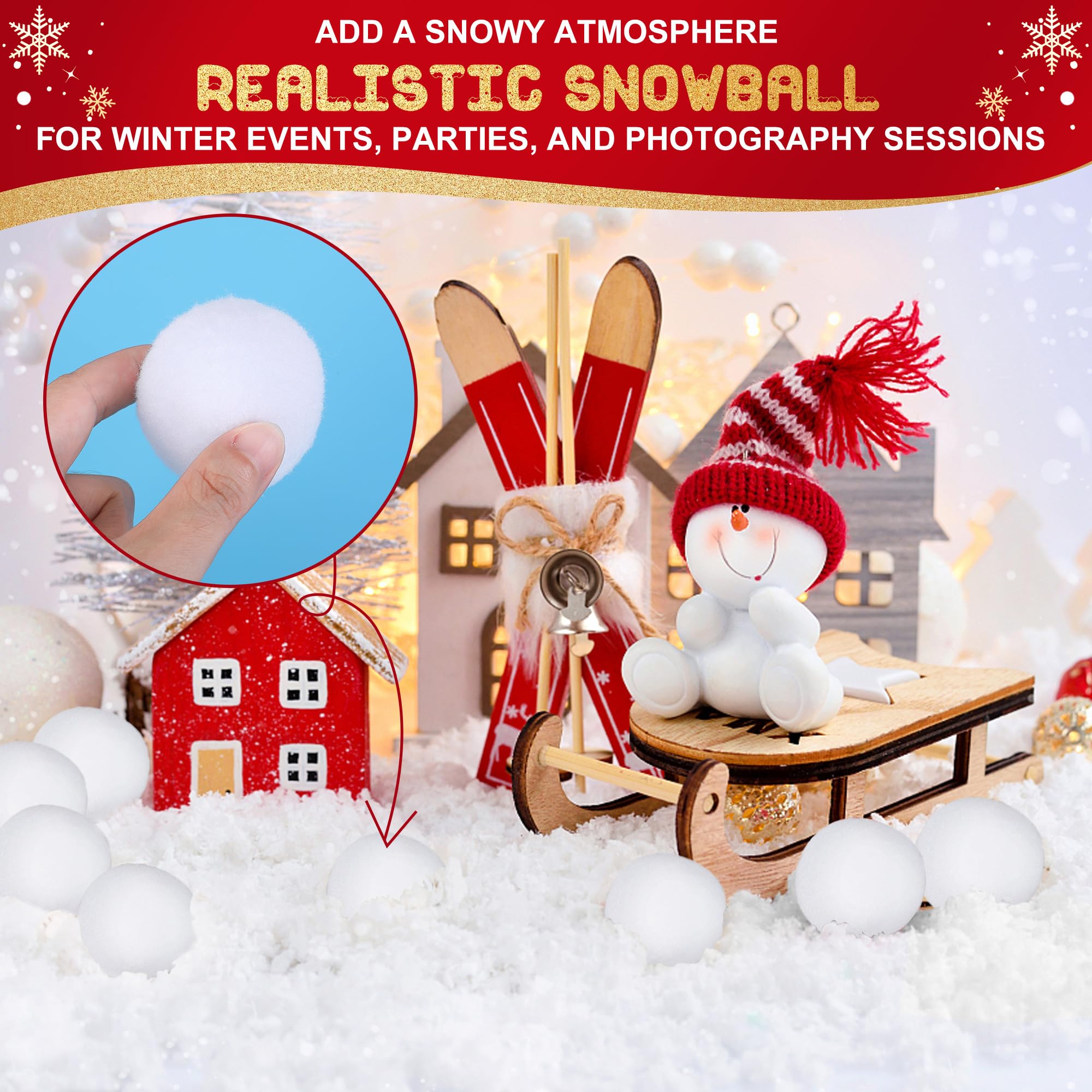 EBaokuup 6 Stück Weihnachts-Schnee-Dekorationsset, flauschige künstliche Flocken, Kunstschneedecke, Schneedecke, Baumwolldekoration für Schneekämpfe, Hausdekoration, Weihnachtsdorf und Baum