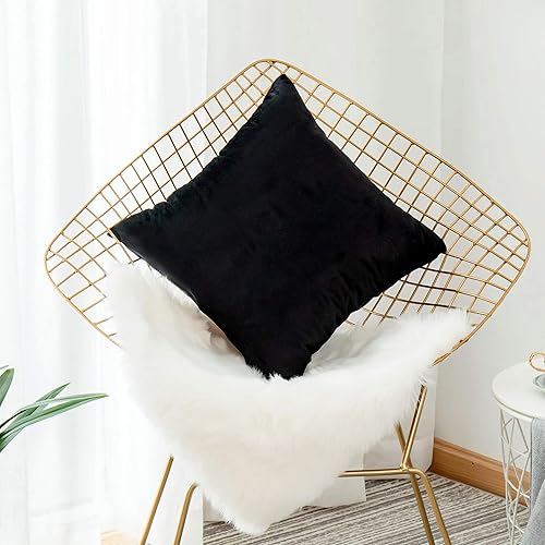 Home Brilliant - Funda de cojín decorativa para el hogar, en terciopelo, para sofá, silla, cama, Terciopelo, F-negro, 18" x 18"