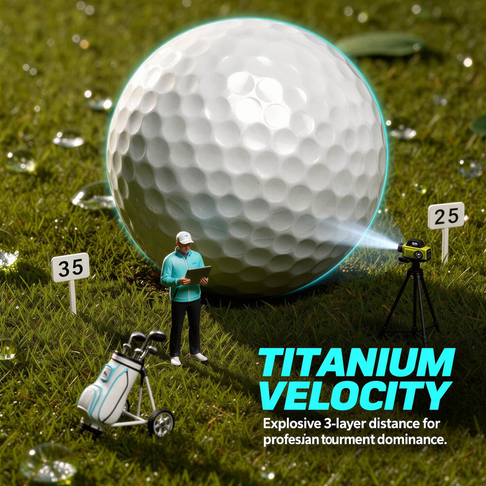 10 STK. Golfbälle, 3-Schicht-Golfball für Turnierspiel, Distanzball mit hoher Flugweite, Härtegrad 80 bis 90 und Titan-Beschichtung für hohe Widerstandskraft, weiße Competition-Bälle