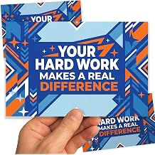 Healthy Surplus Your Hard Work Makes a Real Difference - 4x6 Postcards Pack (Greeting Notes) - Show Appreciation for Employees, Teachers, Customers, Volunteer, Students - Affirmations (50)