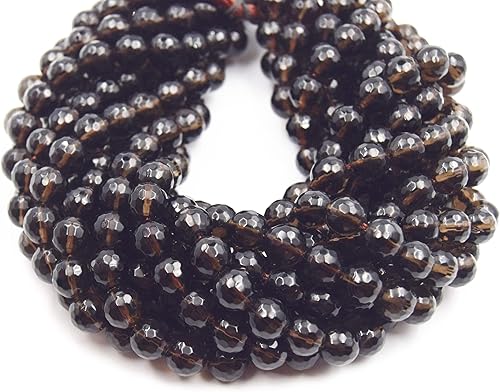 Miniatura 4 de Cuentas de cuarzo ahumado  Cuentas de piedras preciosas de cuarzo ahumado natural facetadas  0.157 in, 0.236 in, 0.315 in y 0.394 in  Vendido por