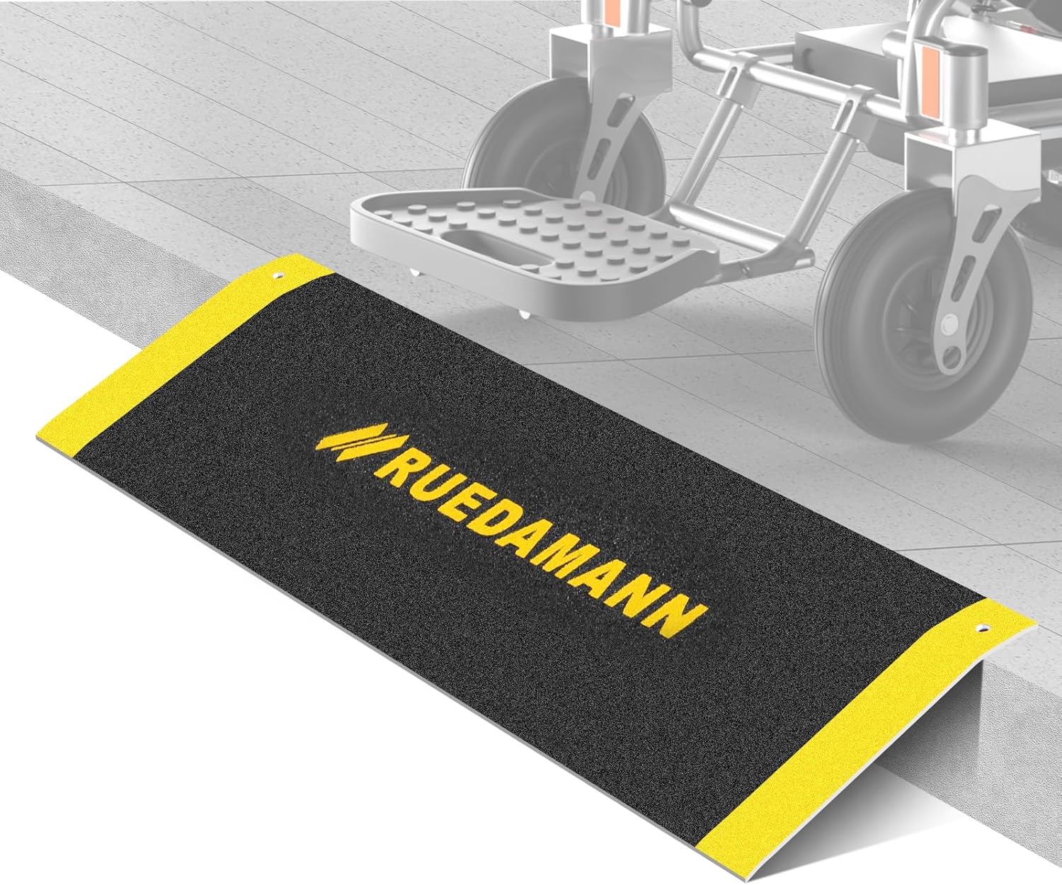 Ruedamann Threshold Ramp for Doorways, 32" W x 10" L, Anti-Slip Wheelchair Ramps for Home Steps, Sturdy Aluminum Handicap Ramps for Wheelchair, Scooter, Strollers, Cart, Walkers, Pets 10” L