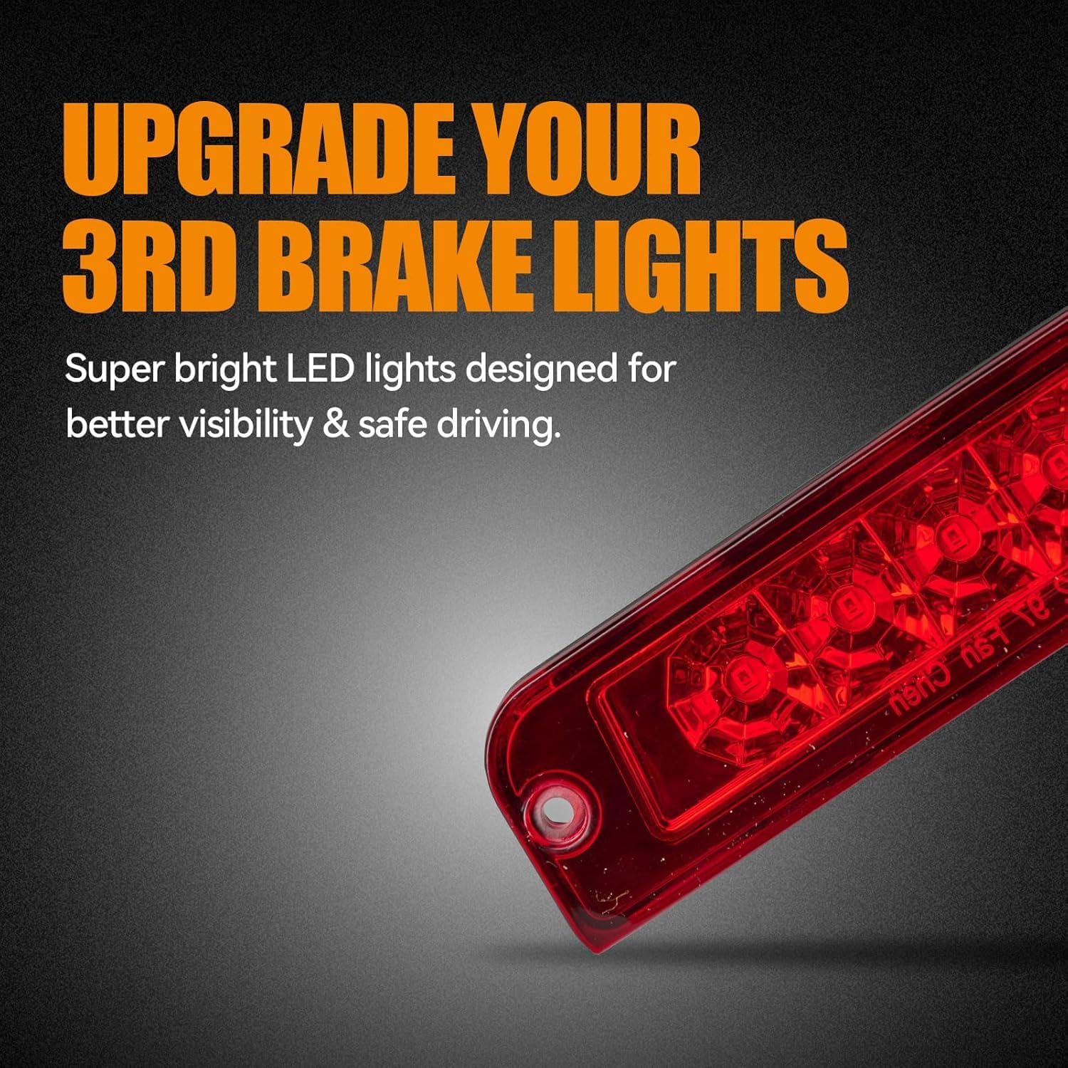 Third 3rd Brake Light LED for 1997-2006 Jeep Wrangler, High Mount Rear Brake Lights Assembly for 97-06 Wrangler TJ, Waterproof Center Cab Lamp Stop Light (RED)