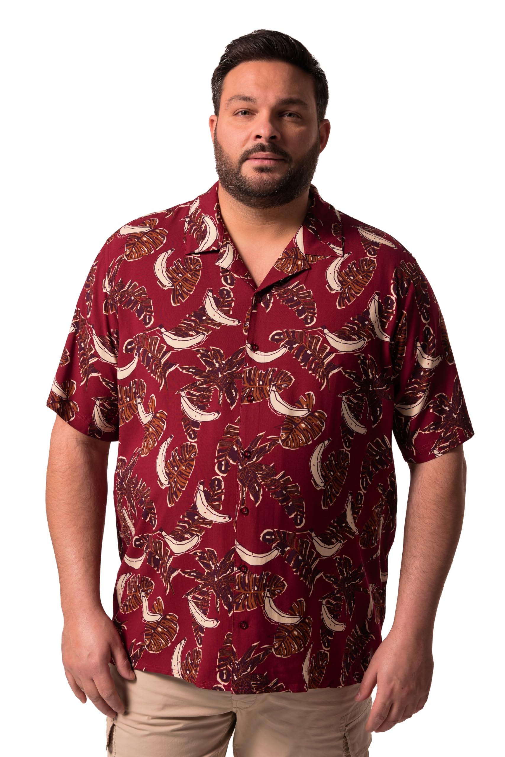 Men Plus Herren große Größen Übergrößen Menswear L-8XL Viskose-Hemd, Halbarm, Cubakragen, Cuba Fit 837997