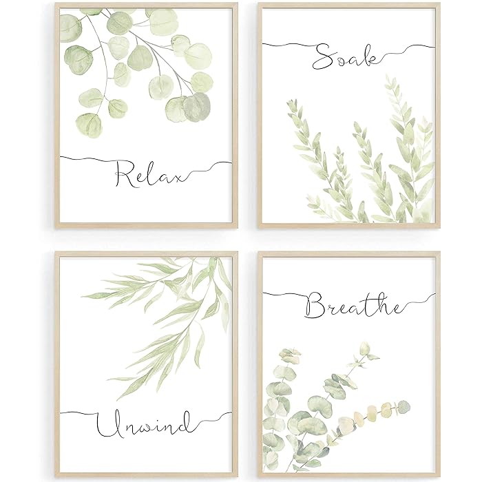 Buy Botanical Plant Bathroom Decor, Relax Soak Unwind Breathe Wall ...