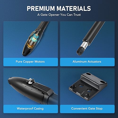 Miniatura 6 de CO-Z Kit automático de abridor de puerta oscilante doble, abridor eléctrico de puerta para puertas de hasta 660 libras y 18 pies, sistema de