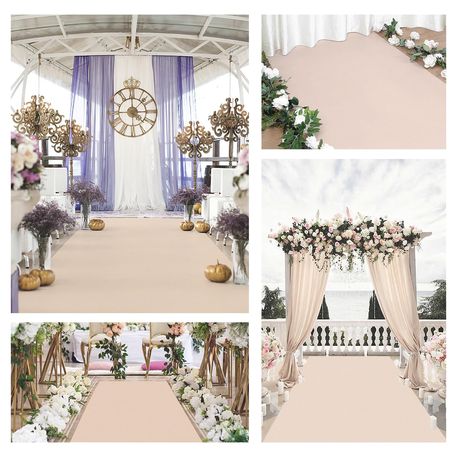 Hochzeitsgang-Läufer-Teppich, Champagner, 20 m, rutschfest, Laufsteg-Läufer, Teppiche für drinnen und draußen, Hochzeiten, Dekoration für Party, Flur, 2 mm Dicke (Size : 1.5x20m)