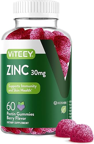 Gomitas de zinc de 30 mg para apoyo a la salud inmunológica y apoyo antioxidante, suplemento dietético de zinc, vegano, sin gelatina, sin gluten,