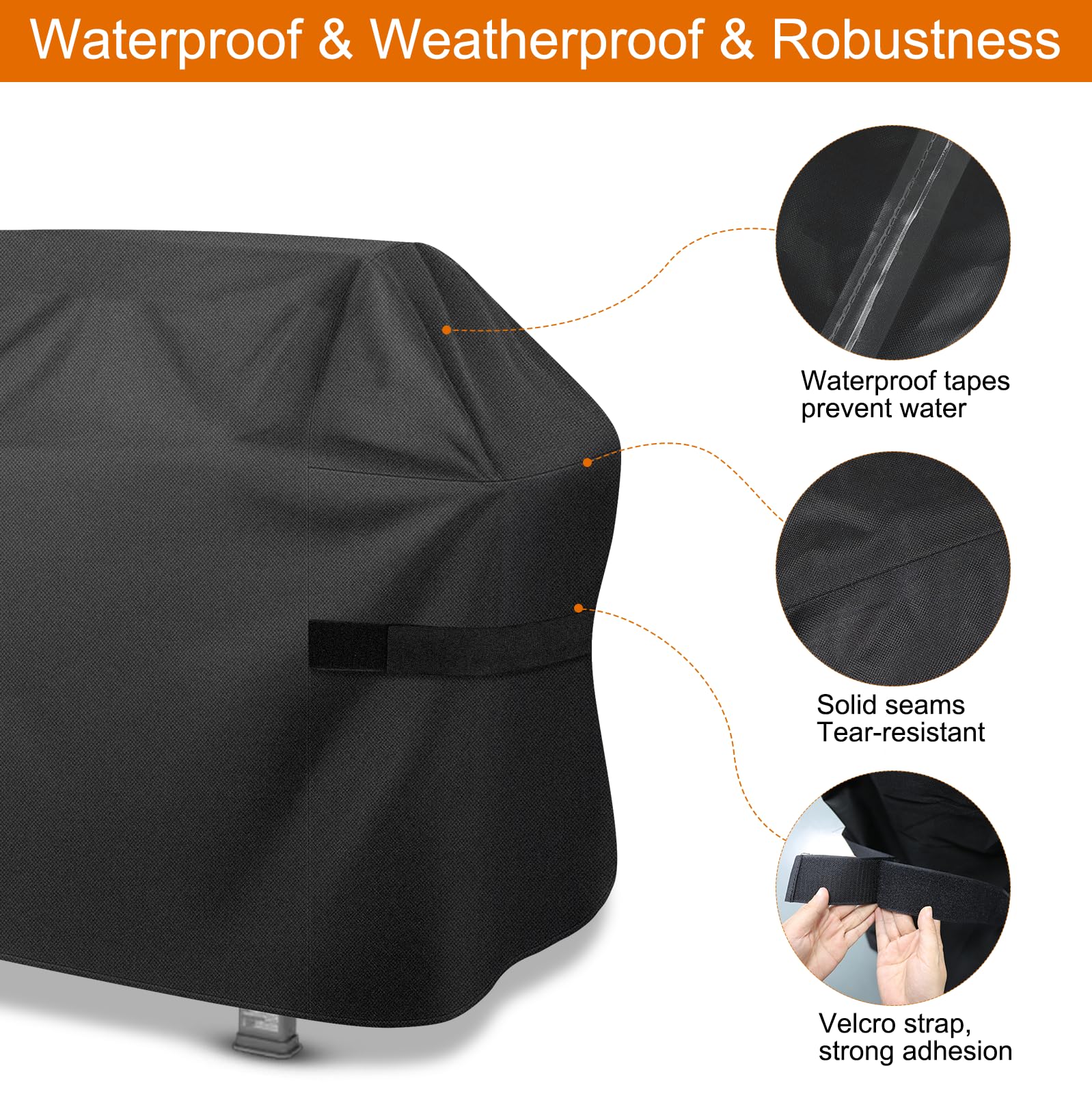 Grillabdeckung 183 Cm – Wasserdicht, 600D Oxford, Mit Klettband Für Weber & Co