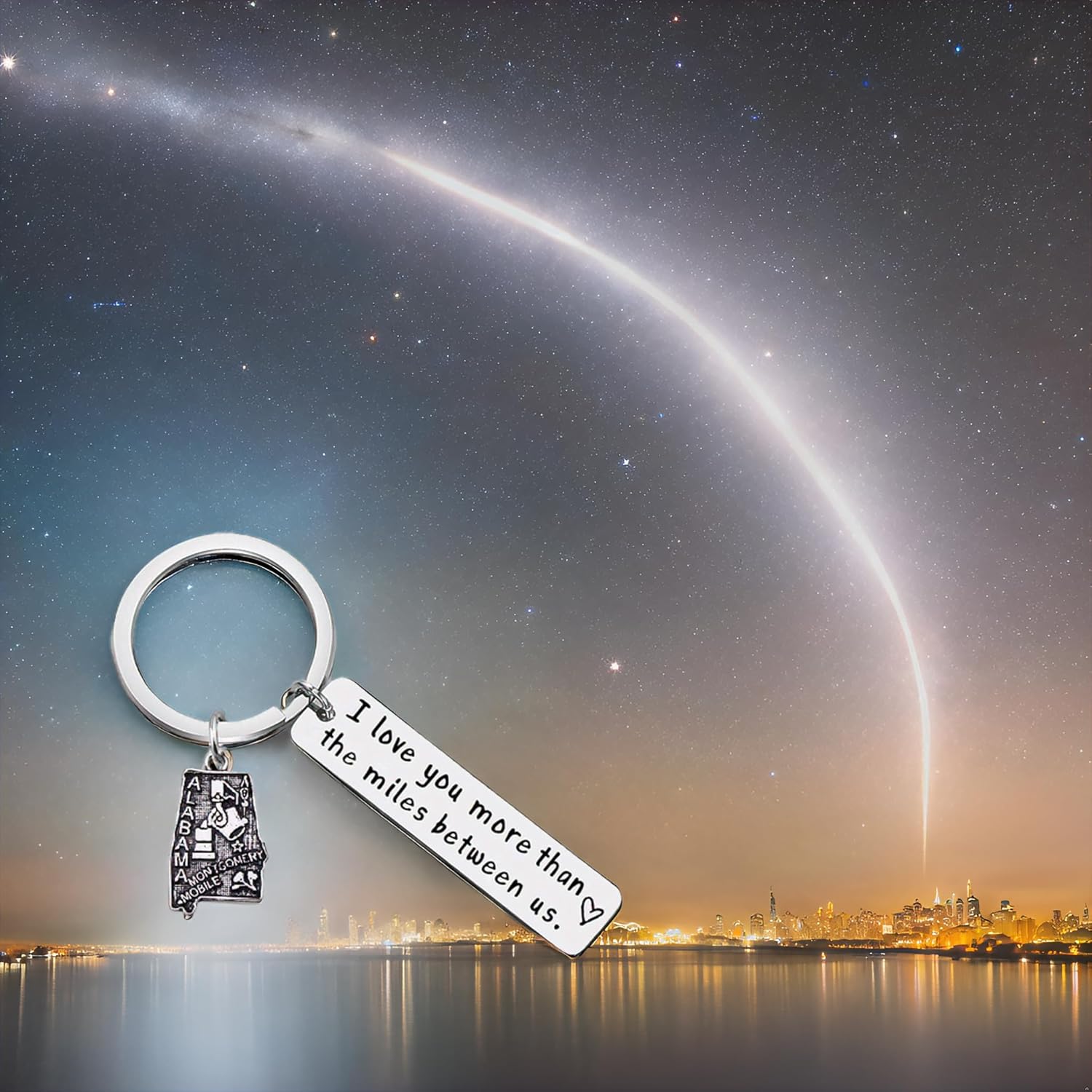 JJTZX I Love You More Than The Miles Between Us Long Distance Relationship State Map Keychain Going Away Gift Travel Gift