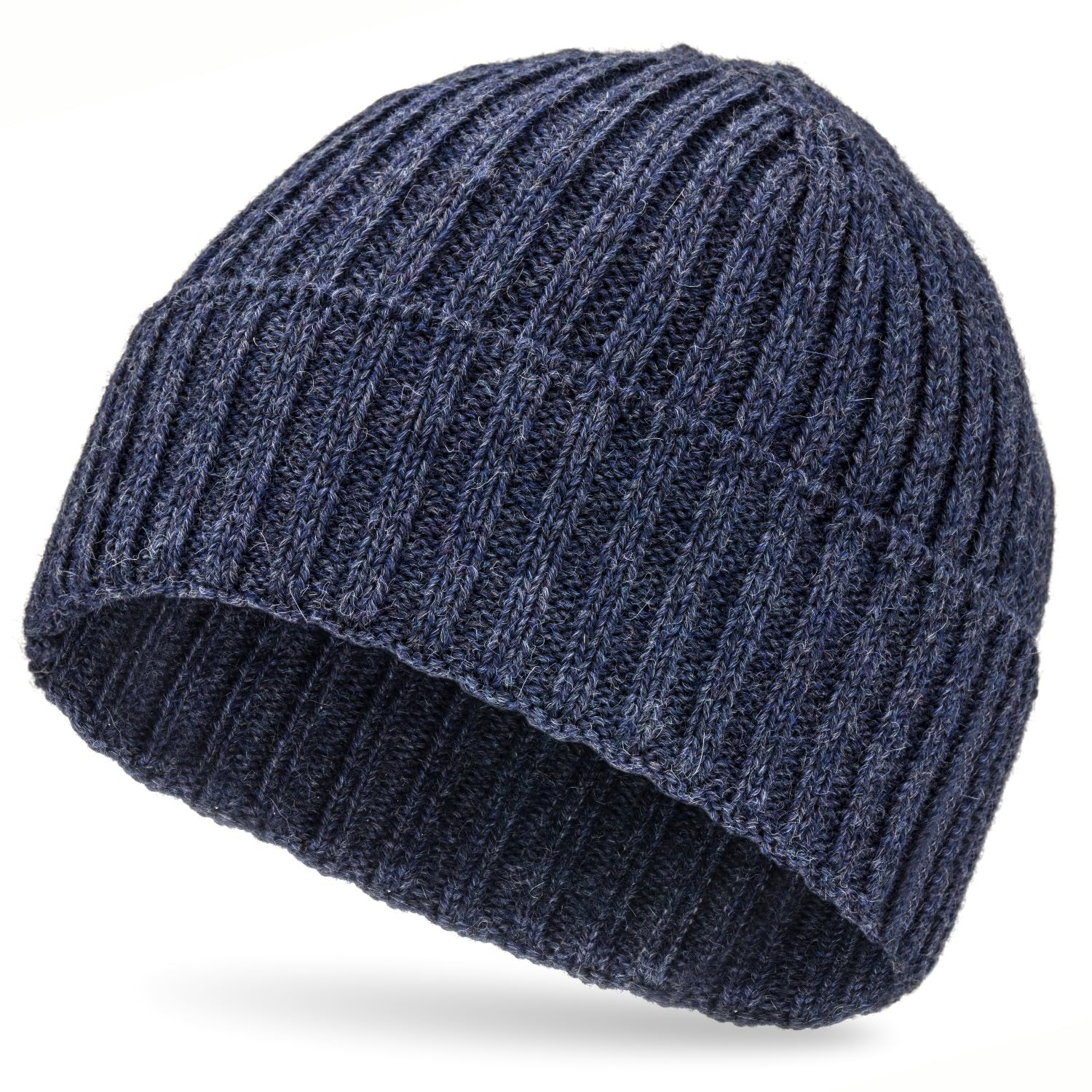HANSA-FARM miękka damska i męska czapka w 100% z wełny alpaki, w ponad 14 kolorach - wysokiej jakości zimowa czapka z dzianiny / czapka wełniana Beanie, Dunkelblau - HF236, jeden rozmiar
