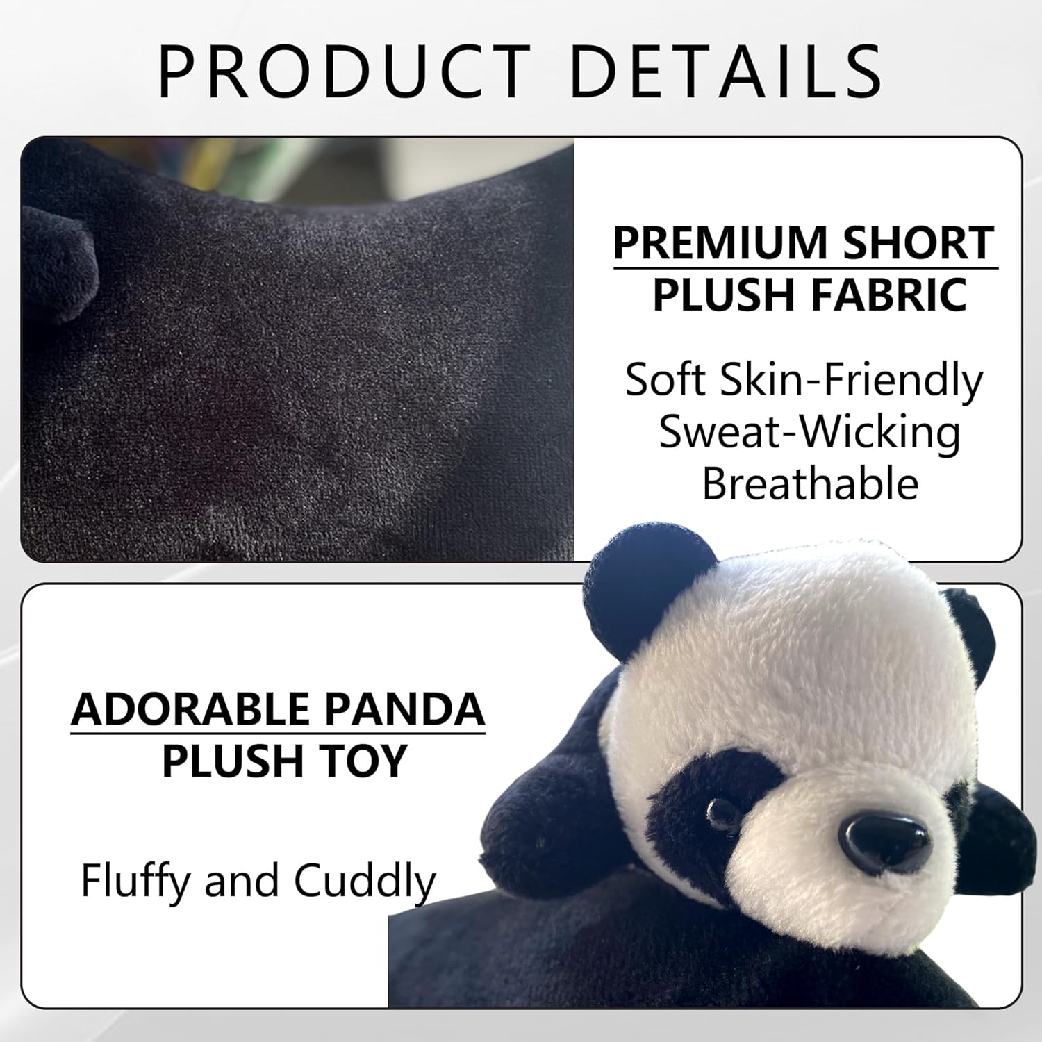 Car Headrest Pillow 2PCS Plush Bear ＆ Bunny Car Seat Headrest Pillow - Memory Foam Neck Support Cushions for Comfortable Driving, Easy Install & Washable (Black)