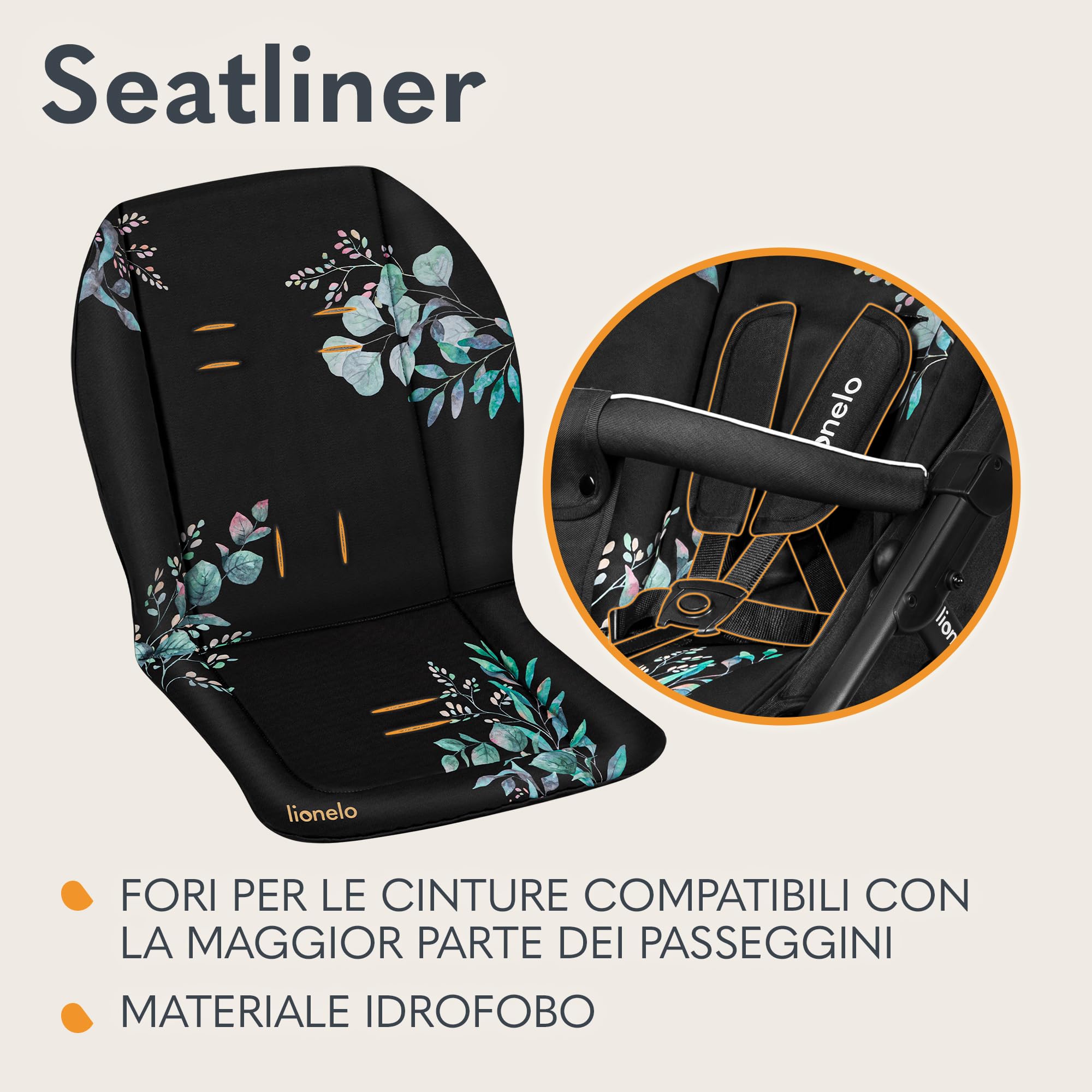 lionelo SEATLINER Materassino universale copriseduta per passeggino, materiale impermeabile double-face, compatibile con la maggior parte dei passeggini, copriseduta morbido per passeggino