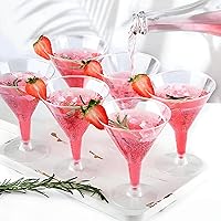 Vista 3 de Elegantes vasos de Martini de plástico transparente – 6 onzas (6 unidades) – Vasos de cóctel de alta calidad y vasos de fiesta, vasos de Martini