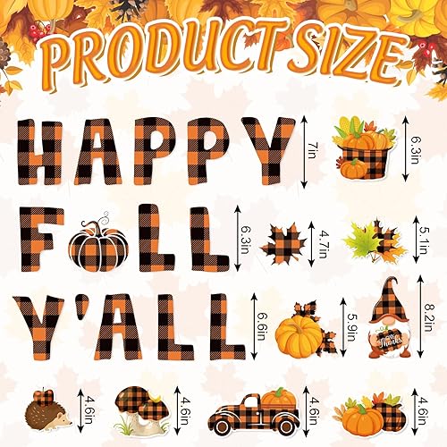 Miniatura 2 de Whaline 23 calcomanías magnéticas a cuadros para decoración de garaje de otoño, hojas de arce, calabaza, puerta de garaje, calcomanías coloridas de