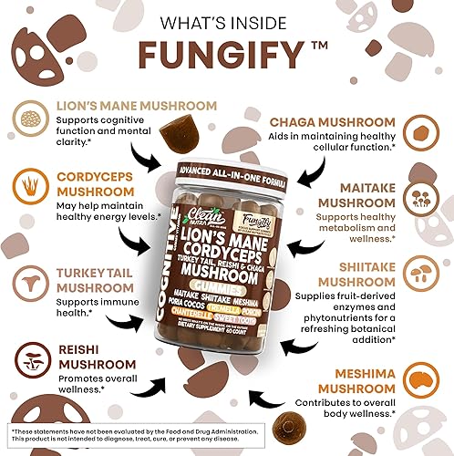 Miniatura 3 de Clean Nutra Lions Mane Mane Lion's Mane Hongo Gomitas Cordyceps Suplemento para la memoria y la concentración Apoyo Inmunológico Vitaminas Reishi