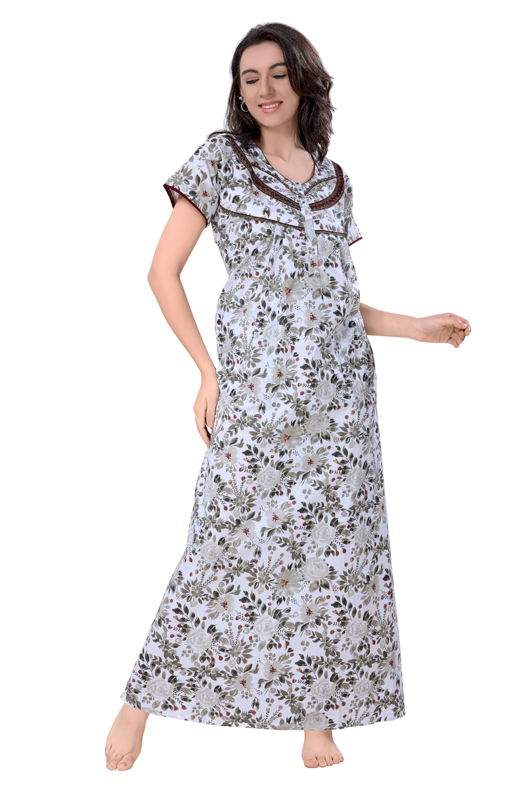 Women Cotton Floor Length Nighty 1791-image-14