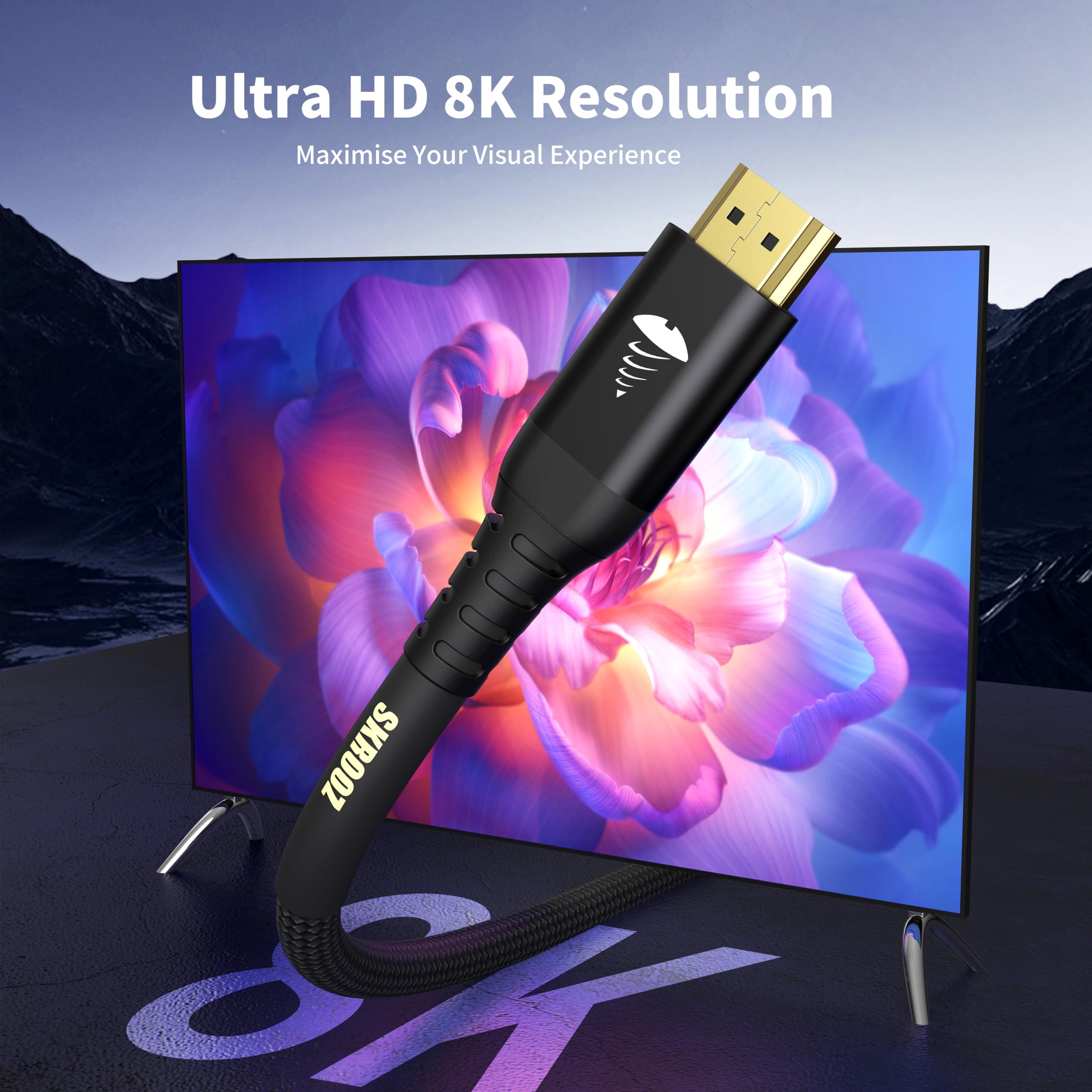 Cable HDMI 2.1a Lifetime de 6 pies – 4K 8K 10K Cable DG de alta velocidad extrema – Kevlar – 8K @60Hz 4K @120Hz Video 48Gbps, HDR dinámico, DTSX, eARC, compatible con PS5, XBox, HDTV, Roku, Smart TV,
