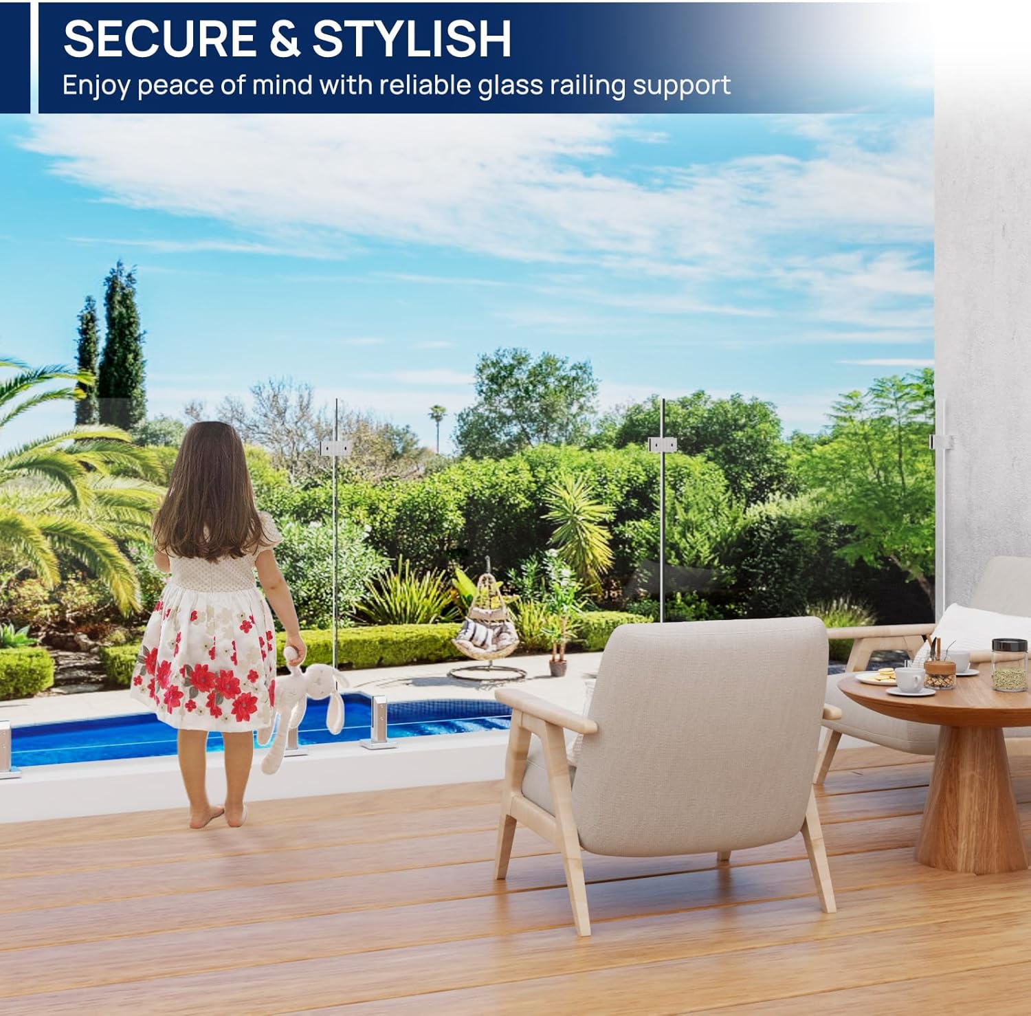 LukLoy 12 Pack Wall to Glass Clamp F Shape Bundled with 10 Pack 2.1lb 304 Stainless Steel Square Glass Spigots