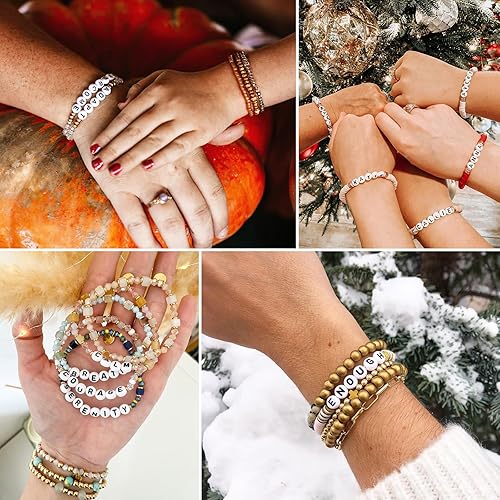 Miniatura 6 de 100 cuentas de letras redondas blancas del alfabeto acrílico de 0.157 x 0.276 pulgadas, cuentas de letra J para hacer joyas, pulseras, collares,