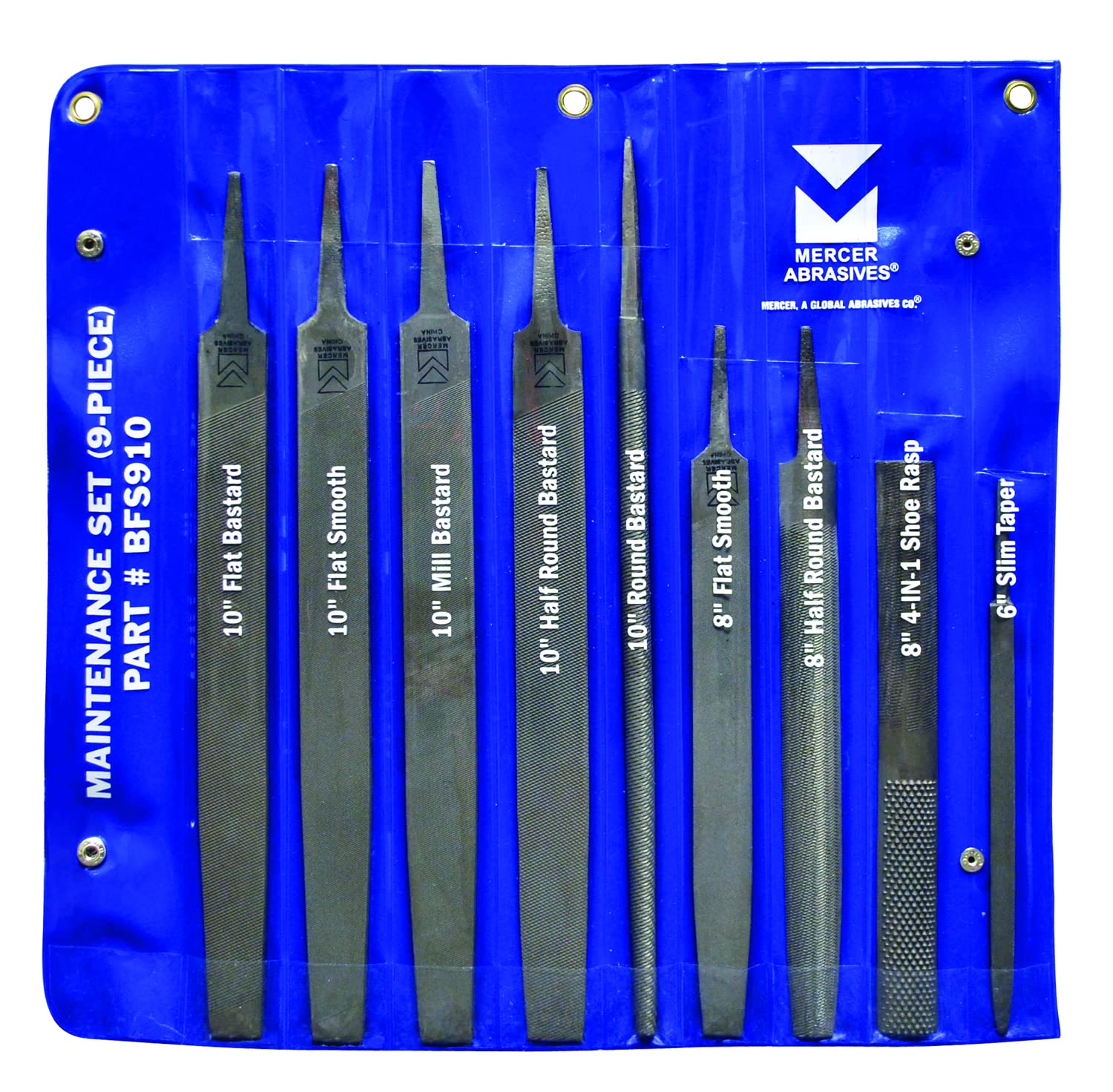 Mercer industrias bfs910 mantenimiento juego de limas con 9 herramientas