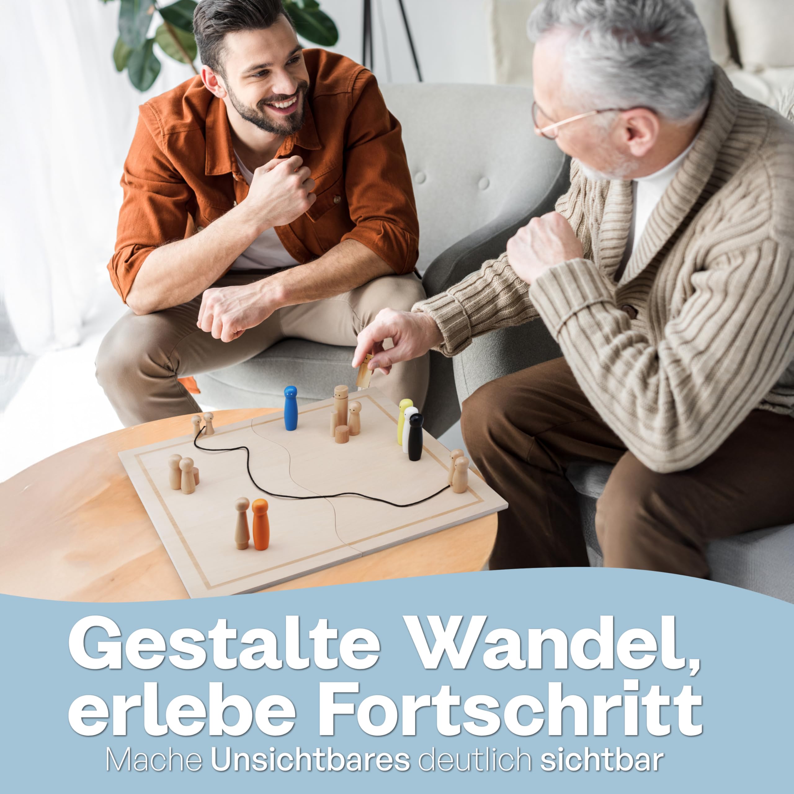 Kit de présentation de tableau systémique - 45 pièces : planche familiale et figurines en bois avec eBook de 200 questions systémiques et extras - Idéal pour le coaching et les présentations