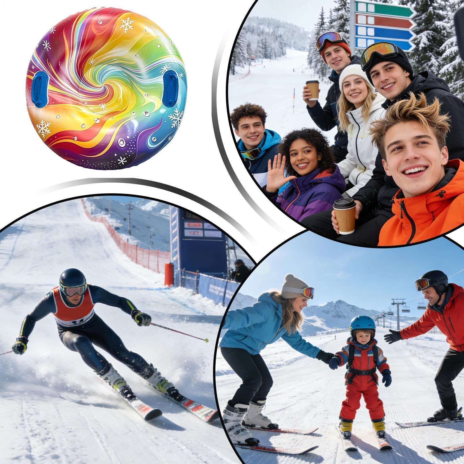 Tubo Nieve Hinchable Deslizante Balsa Hinchable y Remolcable con Asas de | Tubo nieve para actividades al aire libre en parque, playa, piscina, río, lago, esquí y invierno