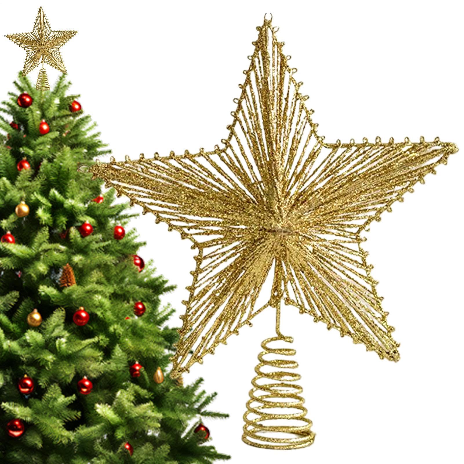 Étoile de sapin de Noël vintage à paillettes pour décoration de pointe